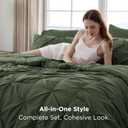 Bedsure Queen Comforter Set Olive Green - Bed in a Bag Queen Size Bedding 7 Pieces, GentleSoft™ Pintuck Bed Set Gift for Family, Pinch Pleat All Season Comforter with Sheets, Pillowcases & Shams