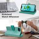 Varikke for iPhone 17e / iPhone 16e Wallet Case Detachable with RFID Blocking Card Holder for Women, Glitter PU Leather Wrist Strap Strong Magnetic Flip Wallet Removable Phone Case 6.1", Mint Green