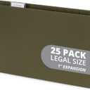 25 Blue Summit Supplies Legal Size Hanging File Folders - Expandable Hanging File Folders with 1" Expansion, Standard Green, Durable 12pt Paper, Includes 25 Plastic Tabs and Inserts