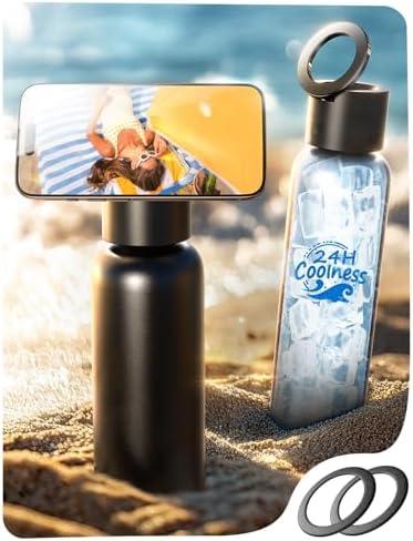 AINOPE Smart Water Bottle Beach Accessories with MagSafe Holder, Travel Sport Essential Gifts for Women Men, School Supplies Stainless Steel 24 oz Reusable Metal Insulated Bottle for Gym, 2 Pack