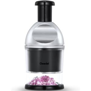 Geedel Food Chopper, Easy to Clean Manual Hand Vegetable Chopper Dicer, Dishwasher Safe Slap Onion Chopper for Veggies Onions Garlic Nuts Salads (Black)