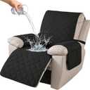 100% Waterproof Recliner Chair Covers, Recliner Cover Stay in Place, Chair Covers for Recliners, Recliner Covers Washable with Pocket, Elastic Straps for Pets, Dogs and Kids (Black, 30")