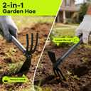 Hoe Garden Tool, 30-75 Inch Adjustable Garden Hoe Long Handle for Weeding, 2 in 1 Heavy Duty Hoe Cultivator Hand Garden Tools for Gardening Planting