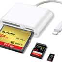 SD CF Card Reader Compatible with iPhone/iPad SD CF Micro SD/TF Memory Card Reader Adapter Digital Trail Game Camera Accessories Plug and Play