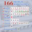 American Mahjong Set - 166 Premium Melamine Engraved Tiles, 4 All-in-One Clear Racks with Pushers, Blue Portable Travel Bag & Accessories, Mahjong Starter Kit for Beginners,Travel & Casual Gatherings