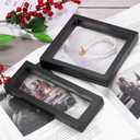 uxcell 4 Pcs 3D Floating Display Case, 7.1 x 2.8 x 0.8 Inch Floating Frame Display Holder Stand, Transparent PE Jewelry Storage Box, Black