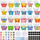WinnerWhy 24 Sets Spring Butterfly Ceramic Painting Kit Make Your Own Butterfly Figurine Paint DIY Beautiful Painting Statue Craft Paint Your Own Spring Statue for Party Adult Art Activity Supply