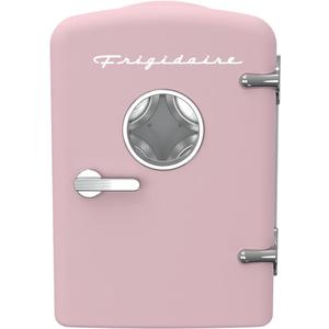 Frigidaire EFMIS171 Retro Mini Portable Personal Fridge  Ideal for Home, Office or Dorm  Includes Carrying Handle, AC/DC Wall/Car Charger (Pink)