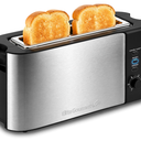 Elite Gourmet ECT3200 2Slice, 1 Long Slot, Slim Toaster, Reheat, 6 Toast Settings, Defrost, Cancel Functions, Builtin Warming Rack, Extra Wide Slots for Bagels Waffles, Stainless Steel & Black