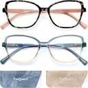EYEGUARD Stylish Reading Glasses for Women Blue Light Blocking Readers with Spring Hinge Computer Eyeglasses +1.75