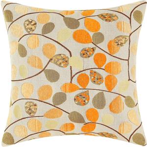 CaliTime Throw Pillow Covers Luxury Chenille Cute Leaves Decorative Cushion Case Shell for Couch Sofa Home 16 X 16 Inches Ecru Orange