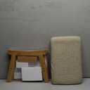 Foot Stool Ottoman Foot Rest Under Desk, Small Stool for Living Room, Bedroom and Kitchen (Natural Legs - Beige Stool Surface)