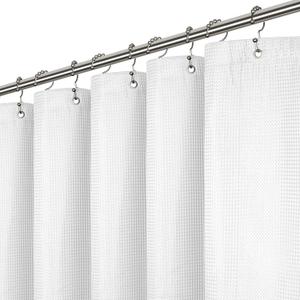LiBa Waffle Weave Fabric White Shower Curtain, 72 W x 72 H Water Repellent & Heavyweight, Hotel Quality & Cloth Linen Shower Curtains Set and for Bathroom (72"W x 72"L (Pack of 1), 5a. Waffle-white)
