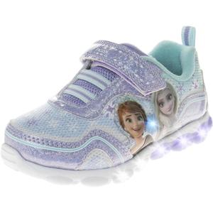 Disney Girls' Frozen Sneakers - Laceless Light-Up Running Shoes (Toddler/Little Girl) (Blue). 8 Size