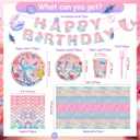123Pcs Mermaid Birthday Party Decorations Set Mermaid Party Supplies Includes Plates, Napkin, Fork, Cup, Tablecloth, Banner for Baby Shower Ocean Birthday Party Decorations, Serves 24