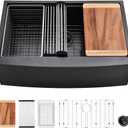 33 Inch Black Farmhouse Sink Workstation-VASOYO 33x22 Farm Sink Black Stainless Steel Apron Front Farmhouse Kitchen Sinks Undermount 16 Gauge Single Bowl Deep Kitchen Sinks with Cutting Board