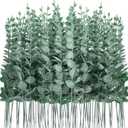 Canlierr 100 Pcs Eucalyptus Stems Faux Greenery Artificial Eucalyptus Leaves Decor Greenery Stems Branch for Wedding Centerpiece Flower Bouquet Farmhouse Home (Dark Green)