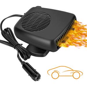 Car Heater - Portable Car Heater Fan with 360° Rotatable Base, 12V Car Heater 150W, Quick Defrosting & Demisting for Windshield, Universal for Truck/SUV/Car (Cigarette Lighter Plug)