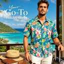 SNZ Mens Short Sleeve Hawaiian Shirt Summer Lightweight Beach Shirts (S)