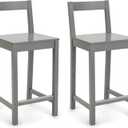 Amazon Basics Wooden Bar Stool with Backrest 24", Grey, Set of 2
