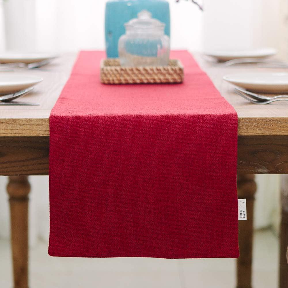 Soft Caddice Faux Linen 2 Side Table Runner, eco-Friendly Fabric Handcrafted Runner, Burgundy 12 x 120 Inch