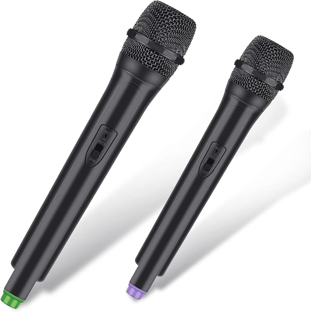 Flutesan 2 Pcs Christmas Microphone Prop Gift Toy for Kids Plastic Fake Microphone Pretend Fun Stage Christmas Cosplay Costume Karaoke Props Birthday Party Favors, 10.4 Inch