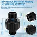 SP1480BLK Pool Pump Filter Connector Compatible with Hayward DE and Cartridge Filter, 1-1/2-Inch MIP Black Self-Aligning Double Male End Union Replace for Hayward Model #Cc1000 & Cc1500 Parts, 2 Pack