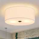 12.6 Inch Flush Mount Ceiling Light 2-Light Drum Modern Black Light Fixture Ceiling Light Fixture Close to Ceiling Light Fixture with Fabric Shade for Living Room Hallway Entryway Kitchen Bedroom (12.6inch, Black Flush Mount)