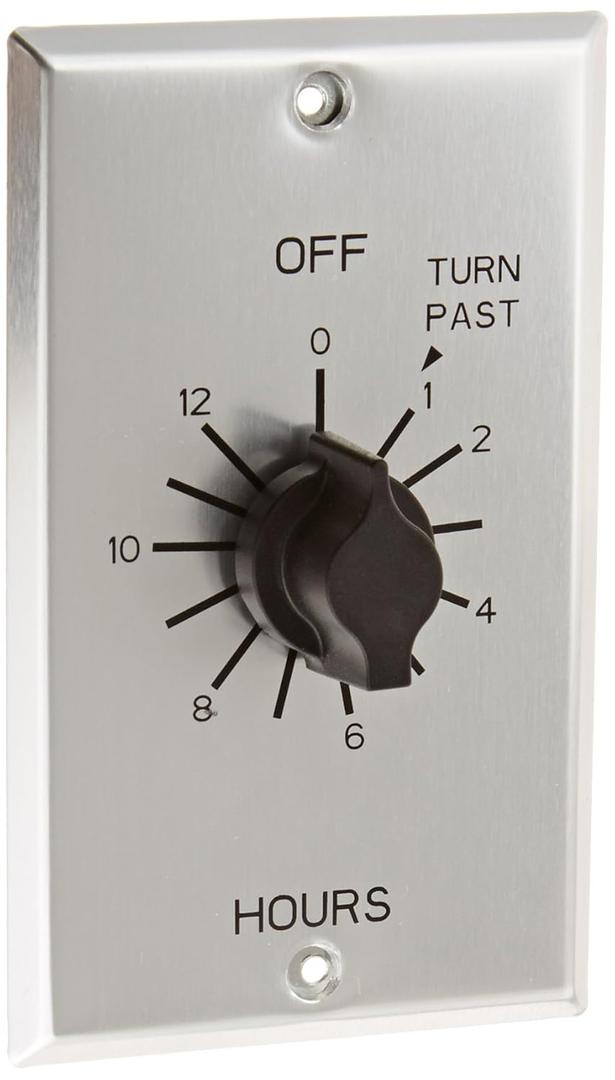 TORK C512H Spring-Wound in-Wall Twist Timer with Commercial Style Metal Plate and 12-Hour Length for Automatic Shutoff of Motors or Lights