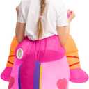 Spooktacular Creations Kids Inflatable Halloween Costume, Riding a Unicorn, Colorful Air Blow-up Set with Hat Hallowen Party (Medium, Pink)