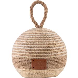 PEMAR Natural Wicker Door Stopper with Handle, Rustic Farmhouse Decorative Door Stop, Heavy Indoor Doorstop, Nautical Blocker Jammer 6.3''D Sphere Ball Shape (Jute)
