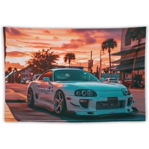 FeoYoed Tapestry Wall Hanging Sunset Jdm Car A80 City Aesthetic Decoration For Bedroom Living Room Wall Art Tapestries 40"x60"