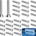 RunNico 32 Pcs Pool Skimmer Screws Replacement, 1'' x 0.2'' Pool Stainless Steel Face Plate Screws, Automatic Skimmer Screw Set for Pools Daily Maintenance Part Replacement