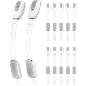 12 Packs Cabinet Locks Baby Proofing, Child Proof Cabinet Locks with 3M Adhesive, No-Drill Child Safety Cabinet Lock, Flexible for Drawer, Door, Fridge, Trashcan, Toilet Seat, Pantry