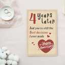 2 x Happy 4 Year Anniversary Card for Girlfriend Boyfriend, Fourth Wedding Anniversary Card for Wife Husband, Romantic Four Year Love Cards Gift for Him Her, Sweet Marriage Milestone Gift