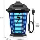 Bug Zapper Outdoor with LED Light, 5600V Electric Fly Zapper, Plug-in Mosquito Killer, 3 Prong Plug, Mosquito Zapper, Fly Traps, Flying Insects Zapper Indoor Outdoor, ABS Plastic