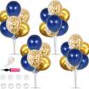 TONIFUL 4 Set Navy Blue Gold Balloon Centerpieces for Table,Balloons Stand Kit for Graduation Decorations 2025 Class of 2025 Party Decorations,New Year,Anniversary,Birthday Decoration