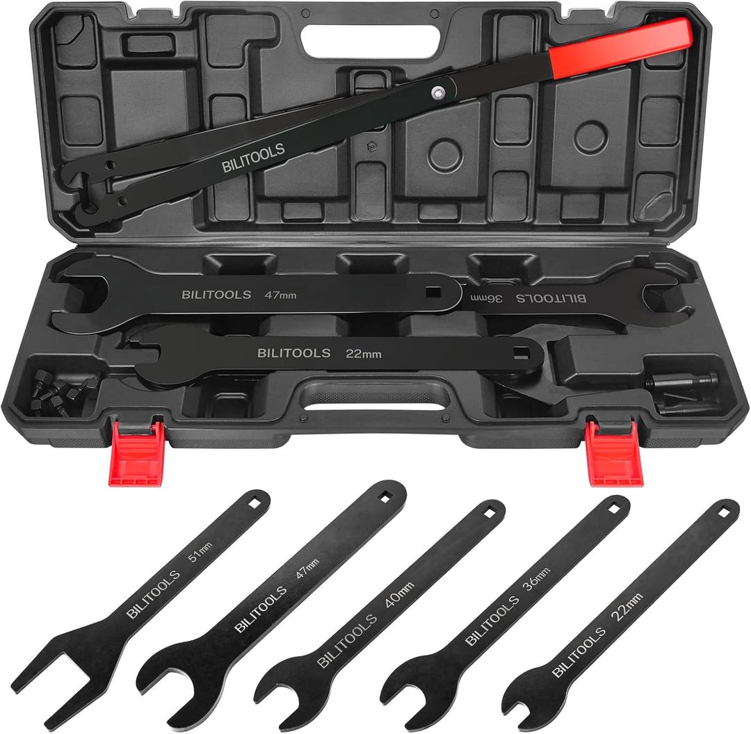 BILITOOLS Fan Clutch Removal Tool Kit, Fan Clutch Wrench Set 22 36 40 47 51 MM with Pulley Holder
