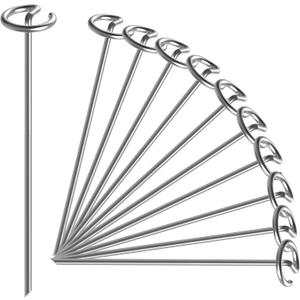 12 Inch 8 Gauge Circle Top Landscape Fabric Staples, HKKZYT 25/50/100 Pcs Galvanized Landscape Fabric Pins, Gardening Essentials Garden Weed Barrier Stakes Sod Staples for Outdoor (25pcs)