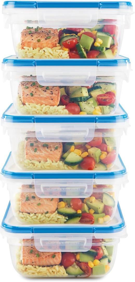 Snapware Total Solutions (4 Pack, 5.5 Cup) Plastic Food Storage Containers Set, Airtight & Leakproof Locking BPA-Free Lids Tupperware, Freezer Dishwasher Microwave Safe