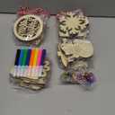 Virgooer 60pcs DIY Wooden Christmas Ornaments Unfinished 12 Styles Christmas Crafts for Kids, Wood Kit for Crafts with 8 Coloured Pen and 60 Jingle Bell