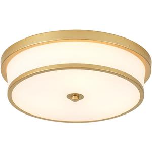 16 inch Flush Mount Ceiling Light, 3-Light Close to Ceiling Light Fixtures with Gold Finish for Livingroom Bedroom Kitchen Diningroom (Gold)