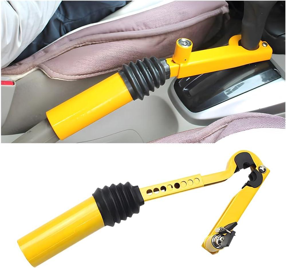 Car Gear Stick Lock, Anti-Theft Device Security Adjustable Vehicle Handbrake to Gear Stick Lock with 2 Keys, Automotive Manual Padlock Mechanism, Universal for SUV RV Truck