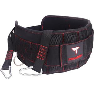 Heavy Duty Dip Belt With Chain - Weighted Pull Up Belt for Workout (Black&Red)
