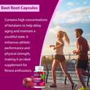 Beet Root Capsules, Beet Root Powder Supplements - 1300mg Per Serving, Beetroot Capsules for Athletic Performance Digestive & Endurance Support, Non-GMO, Gluten Free, 60 Pcs