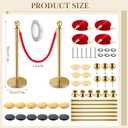 Pelopy 12 Pcs Stanchion Posts with Velvet Ropes and Red Carpet 26 ft, Crowd Control Barrier Set, 38" Gold Queue Poles for Wedding, Graduation, Party, Event Entrance Decor