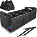 XL Car Trunk Organizer, 4 Compartments, 94L Capacity, Oxford Polyester 600D Material, Easy Fold and Store, Prevents Sliding (XL Storage Box -80)