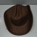 Women-Classic-Western-Cowboy-Shapeable-Hat - Men-Roll-Up-Wide-Brim-Felt-Fedora-Hats-Cowgirl-Hat with Belt Buckle(M-L) (Brown)