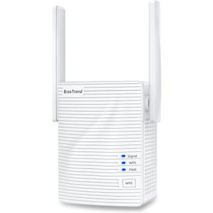 BrosTrend WiFi Extender AC1200 WiFi Booster and Signal Amplifier, 1200Mbps Dual Band WiFi Extender Signal Booster for Home Coverage Up to 1600 sq.ft. Internet Booster, WPS Easy Setup, Wall Plug Design