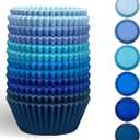 QiQee 300 Counts Cupcake Liners - Food Grade 6 Solid Blue Colors Cupcake Papers Muffin Baking Cups (Standard Size)